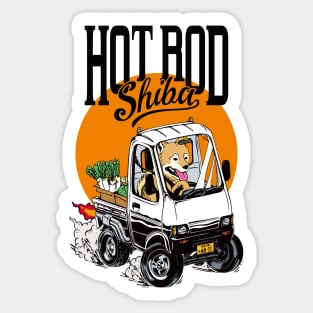 Hot rod Shiba (classic white) Sticker